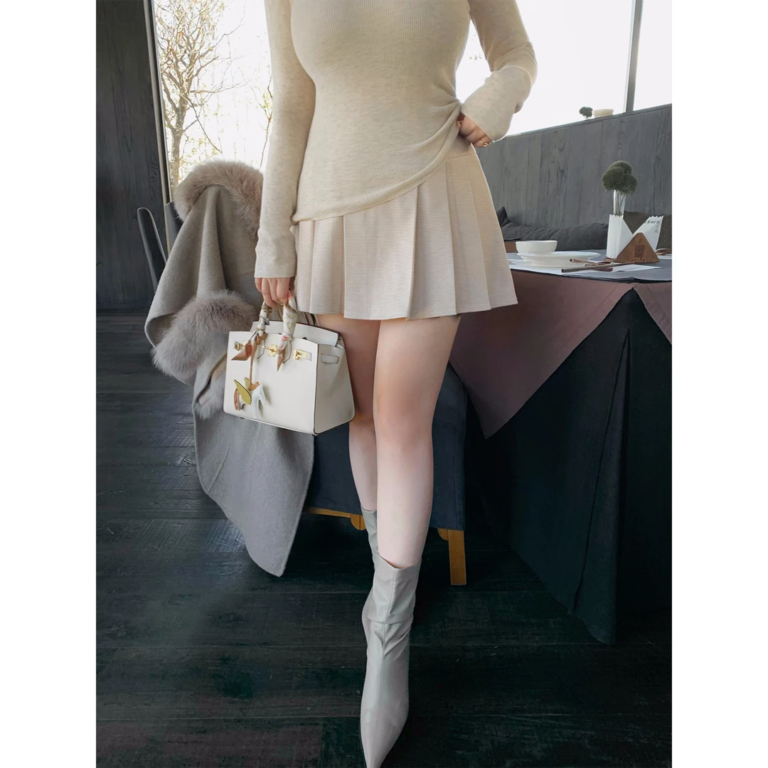 百搭半裙!!【爆改裸色系!!·千鸟格“主场裙”】Z243BP2459