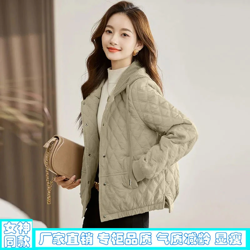 【精选】小个子棉服外套女夹棉加厚2024冬季时尚百搭连帽轻薄棉衣女