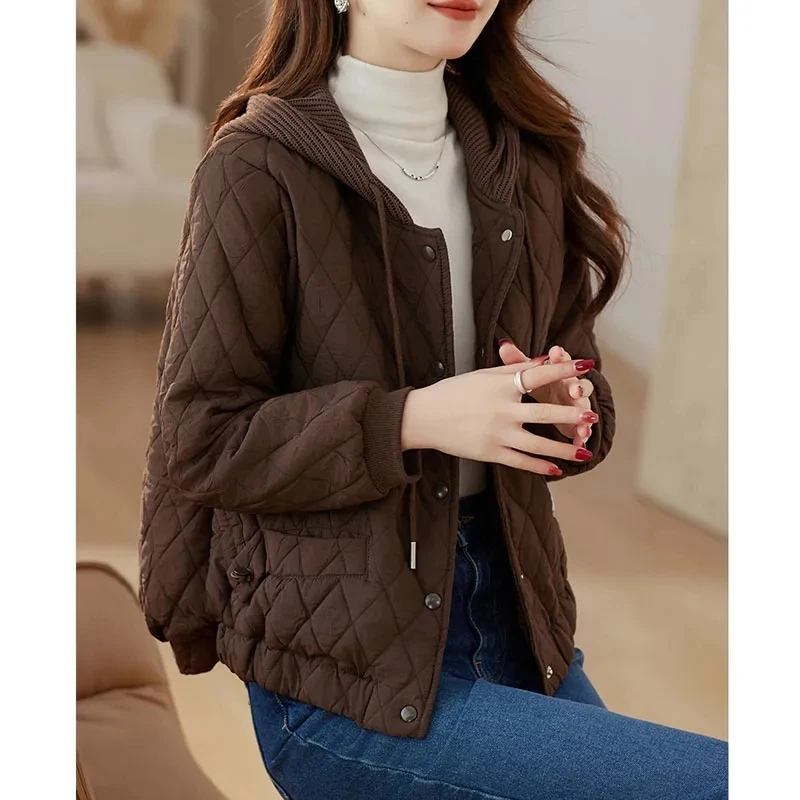 小棉袄棉服女轻薄2025冬季新款韩版宽松大码休闲连帽棉衣外套女