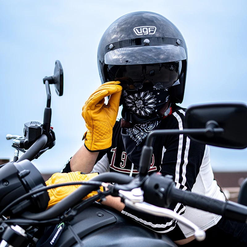 碳纤维复古四分之三盔机车头盔透气防护出行品牌摩托车保护加厚