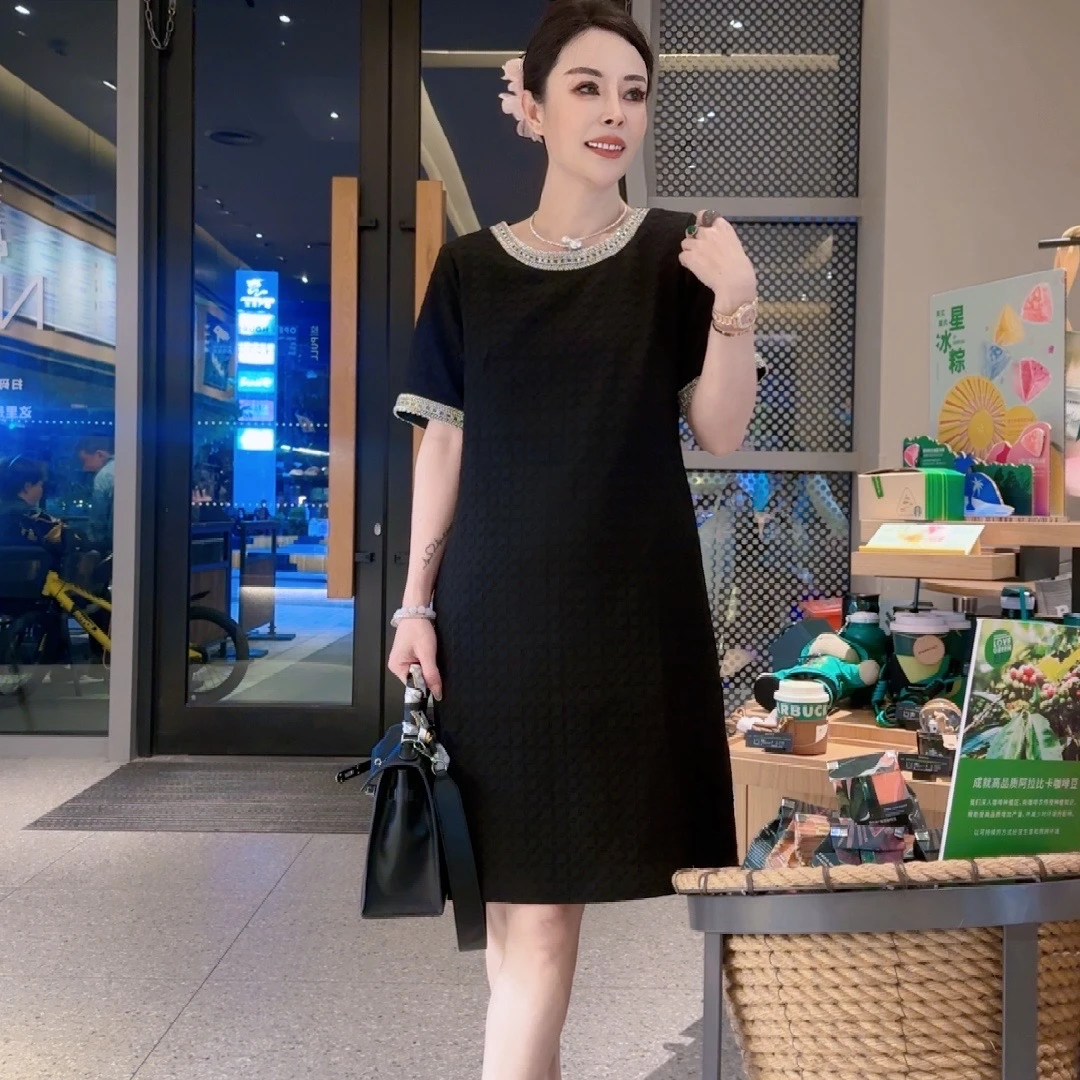 夏新款女装浪漫气质高品质短袖中长款连衣裙时尚休闲设计感B305