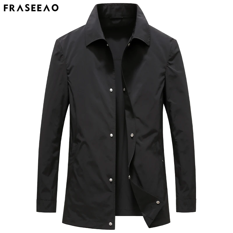 法希奥2025秋季休闲夹克男上衣单件纯色薄款翻领短款茄克风衣外套