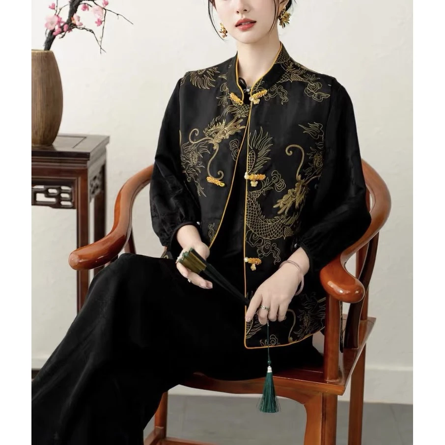 【101-130】中式复古国风马甲刺绣立领无袖中国风