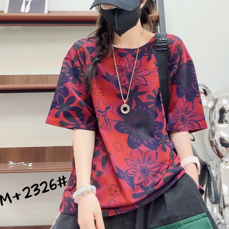 2326夏季新款宽松休闲满印花T恤