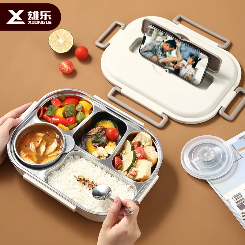 雄乐304不锈钢保温餐盒上班族学生分格注水便当盒微波炉加热饭盒