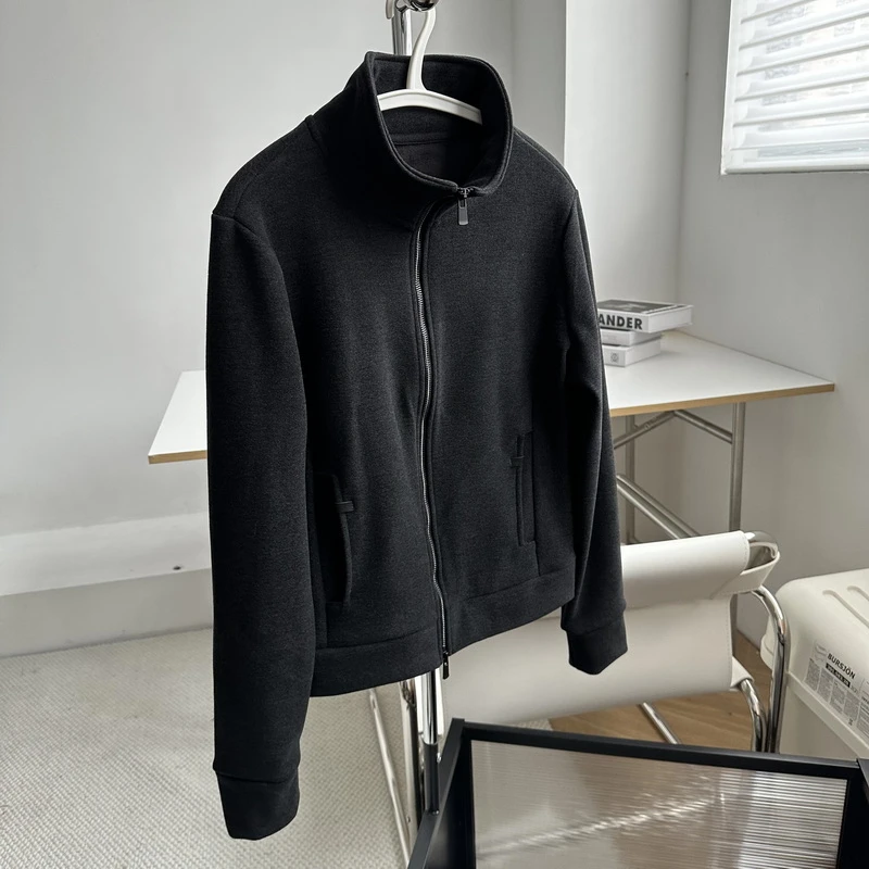 秋冬新款 品质加绒加厚美式复古立领拉链衫 百搭显瘦正肩拉链卫衣