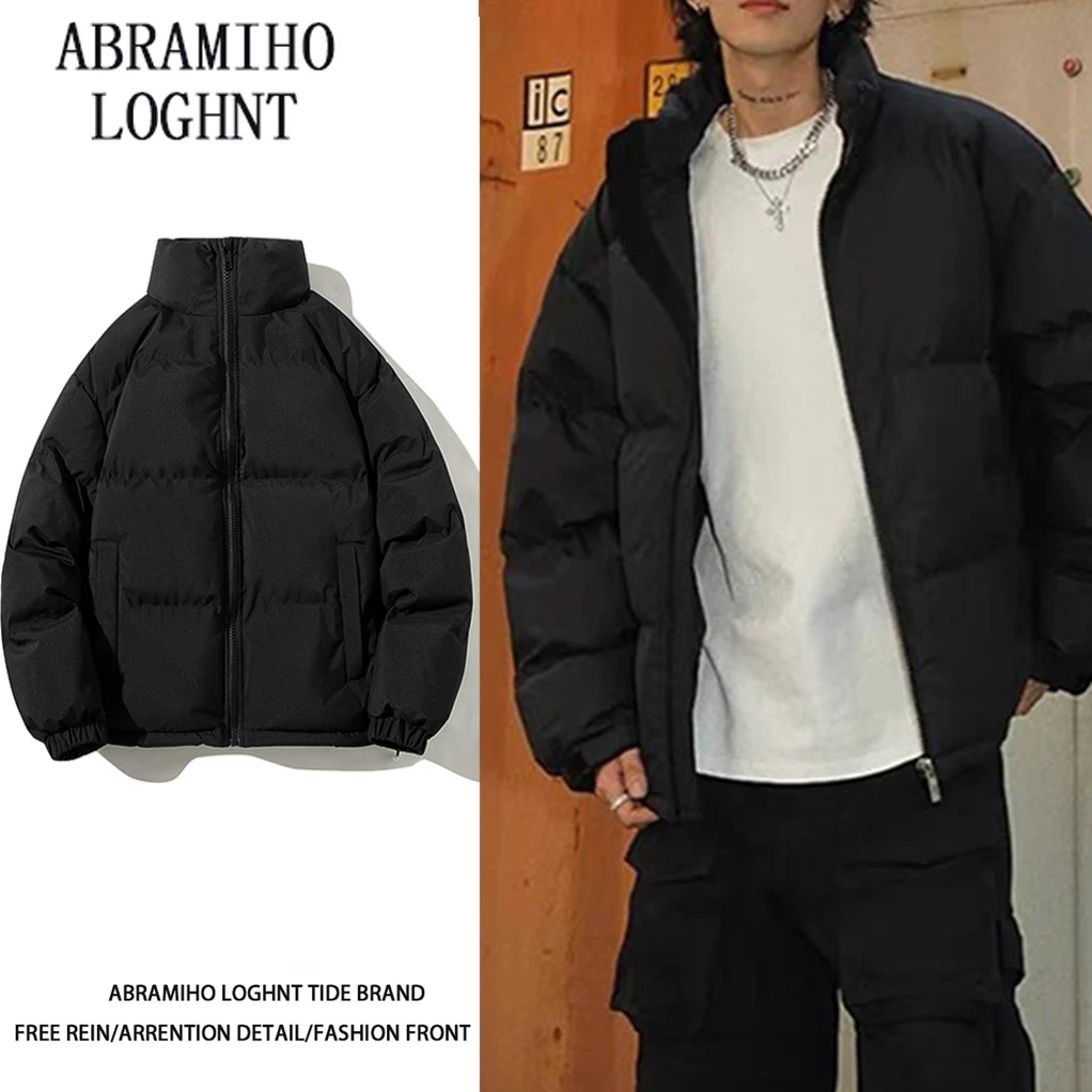 男士羽绒棉服冬季加厚2025新款潮棉衣无帽立领面包服韩版潮流外套