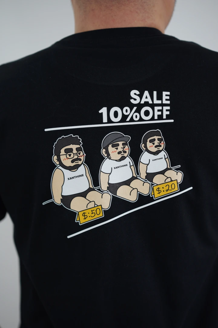 XANTHINE贩卖肥仔T恤棉质大码卡通恶搞熊熊打折重磅宽松oversize