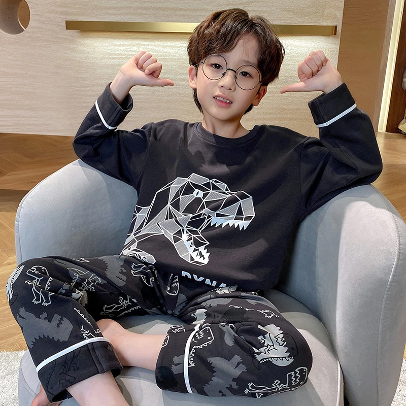 儿童睡衣男童青少年纯棉秋冬长袖套装小男孩中大童卡通宝宝家居服