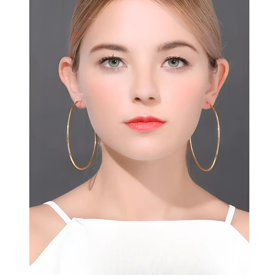 925银耳饰耳饰耳饰镀K金耳环圆圈夸张纯银圈圈金色耳夹耳环