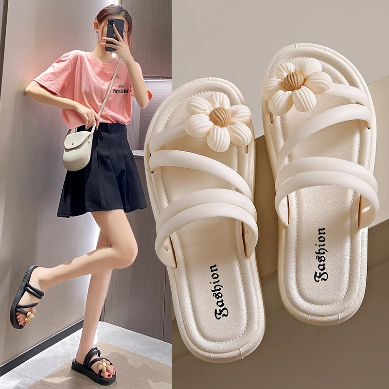 网红拖鞋女外穿夏季甜美2025新款厚底软底防滑超火度假沙滩凉拖鞋