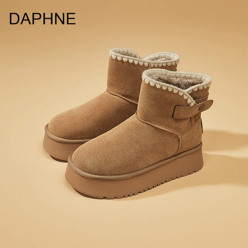 达芙妮加绒轮胎雪地靴2025冬季新款雪地靴女款爆款2025新款