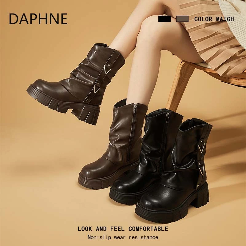 达芙妮短靴女款2025爆款秋季靴子新款厚底美拉德靴子