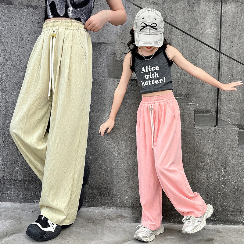 女童裤子夏季薄款2024时髦防蚊裤儿童夏天长裤大童女孩休闲裤百搭