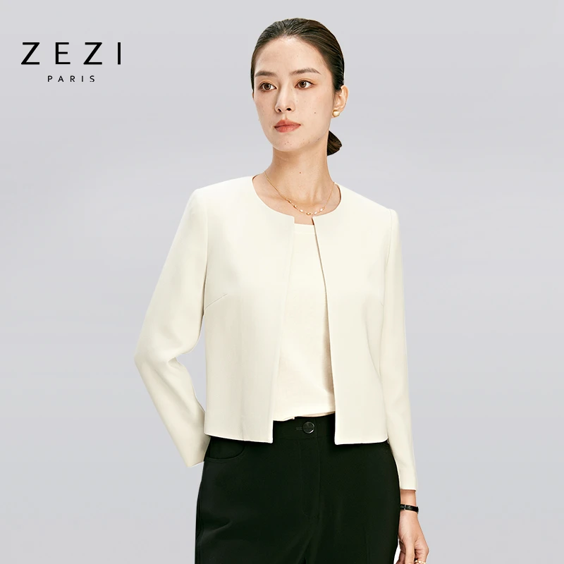 ZEZI【进口醋酸高端面料】品质休闲简约小香外套短款时尚显瘦春新款