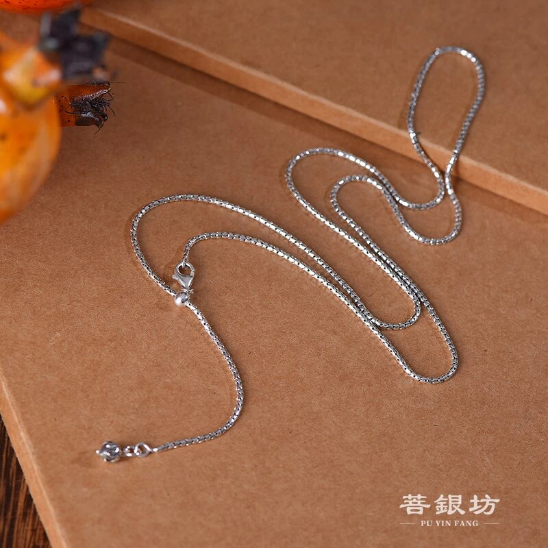 链子925银 【菩银坊】竹节 莲花珠百搭链 可调节长短 60cm