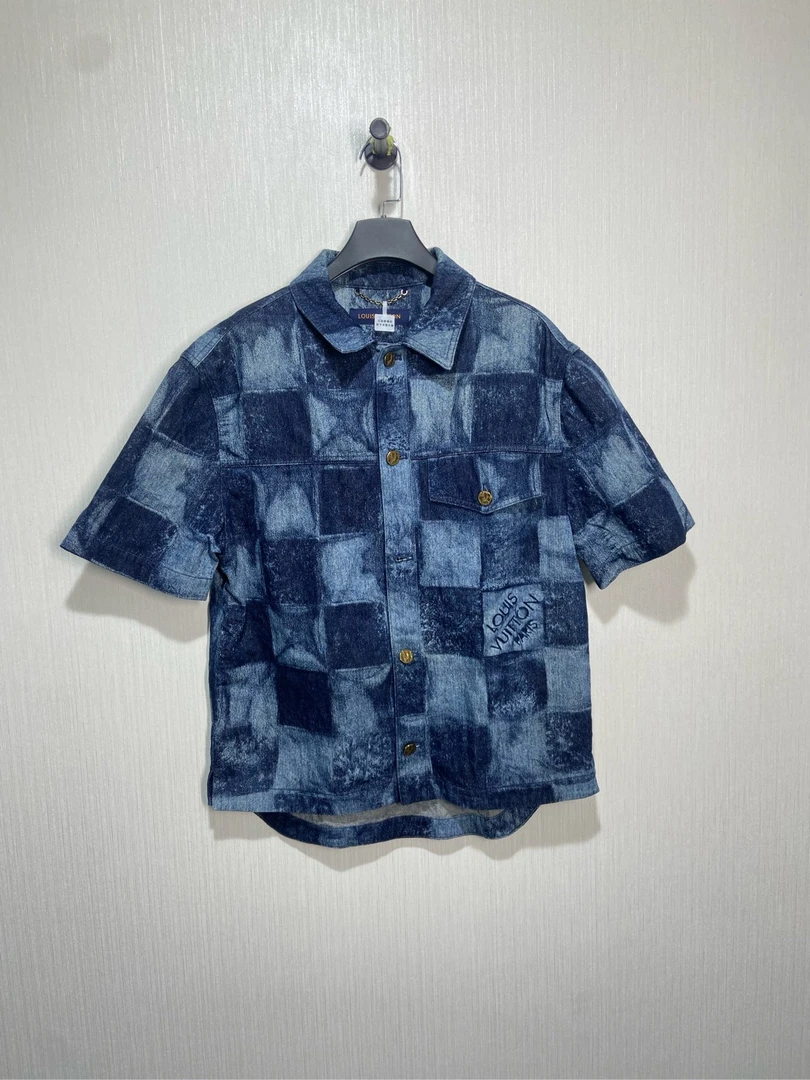 全新未使用 LouisVuitton/路易威登 男/S/格子短袖/9600/SN4810