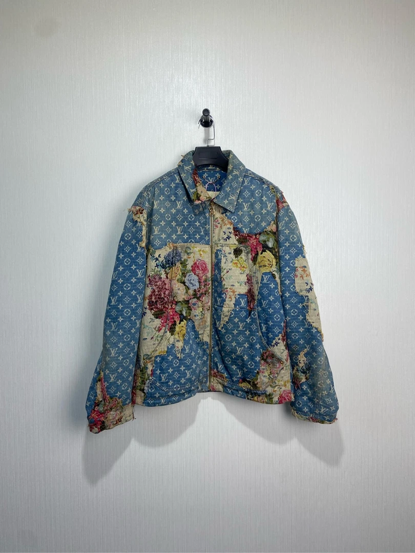 Lv/Louis Vuitton LV 糜烂花卉破坏牛仔夹克 50码99新/公价36500
