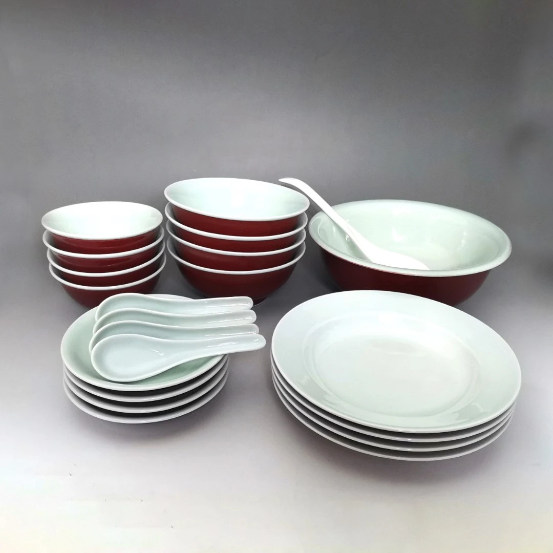 禹州钧瓷中式家用高档纯色钧瓷餐具26头礼品乔迁中式组合送礼陶瓷