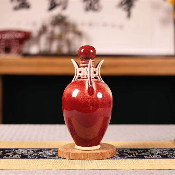 禹州钧瓷酒工艺品陶瓷艺术收藏窑变酒瓶摆件连升三级手工中式瓷瓶