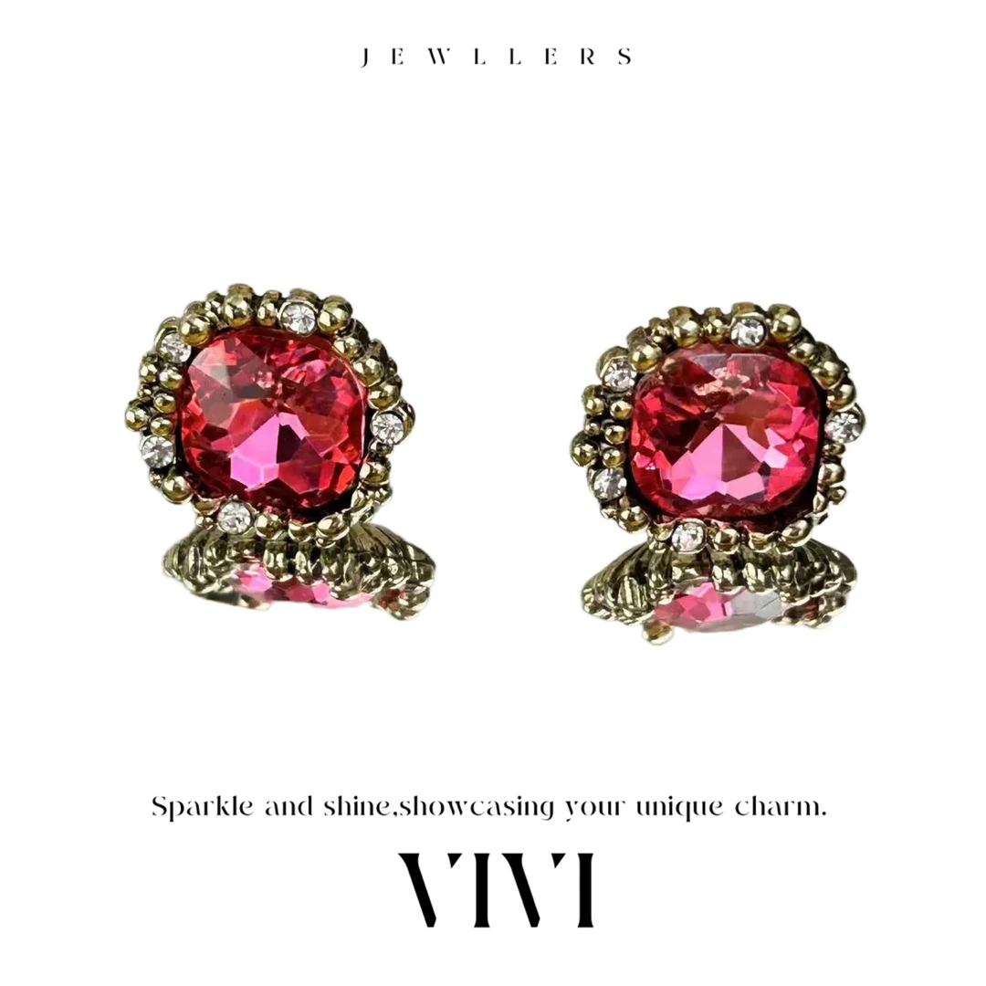 铜合金合成锆石耳饰 外贸高品轻奢气质耳饰E2073