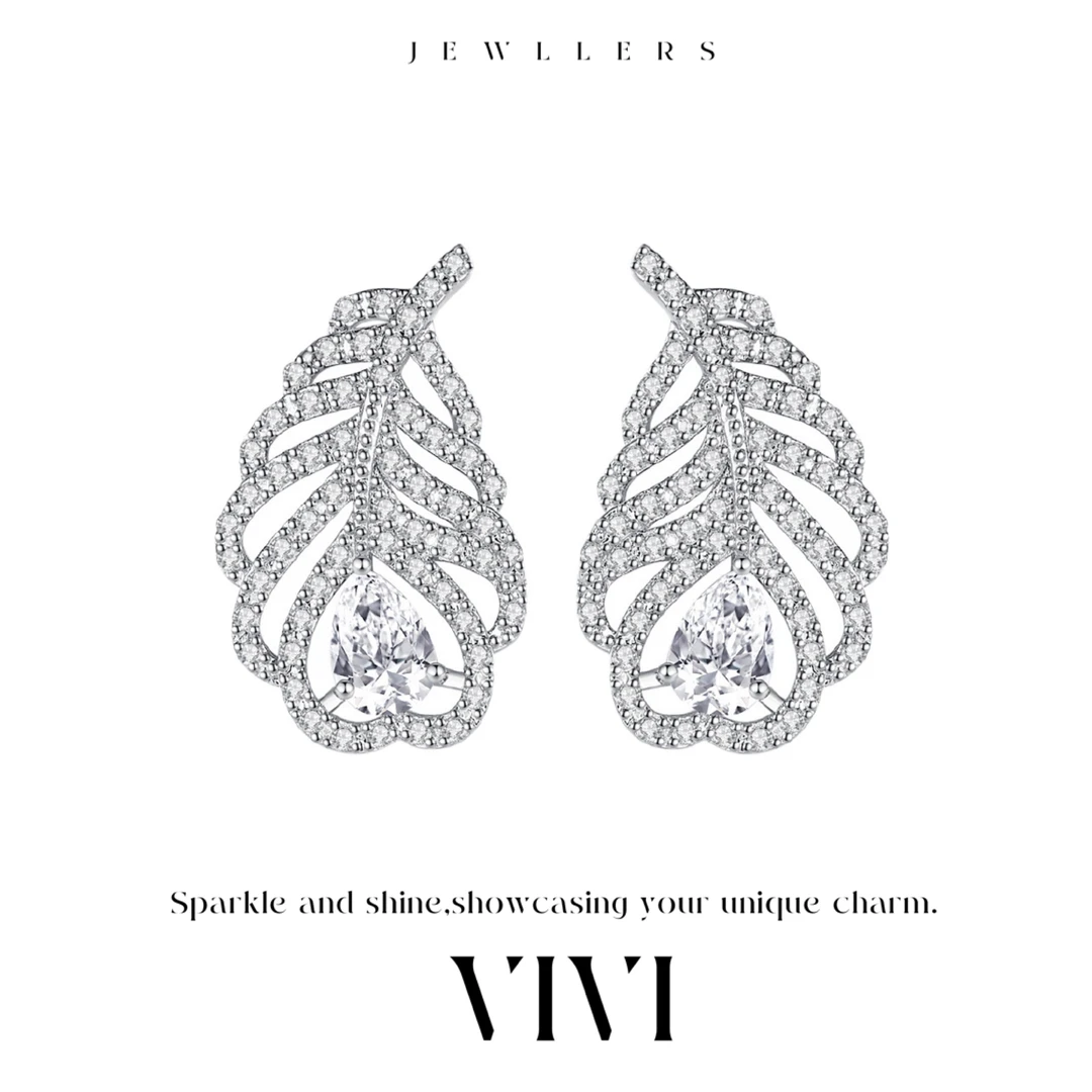 铜合金合成锆石耳饰 外贸高品耳饰E0054