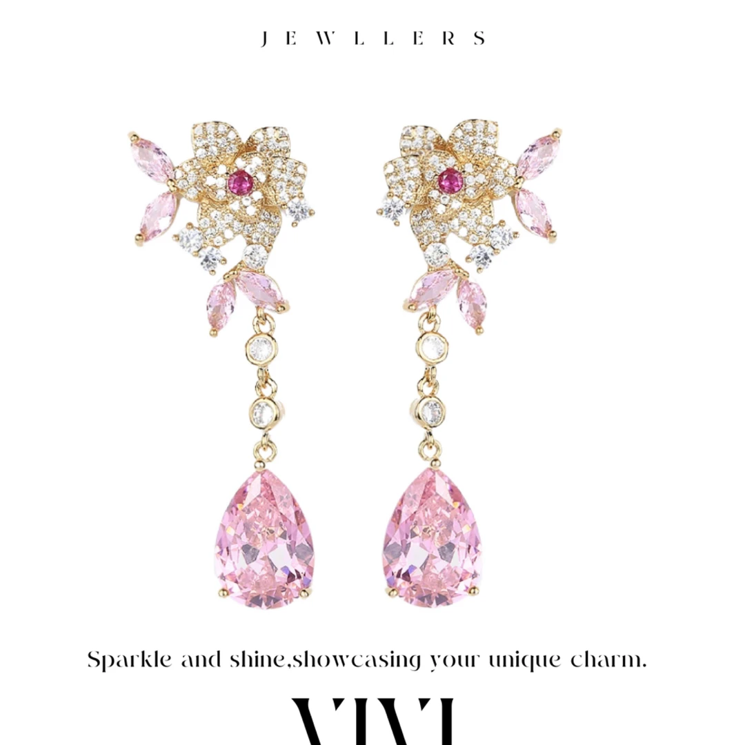 铜合金合成锆石耳饰 外贸高品气质耳饰E8159
