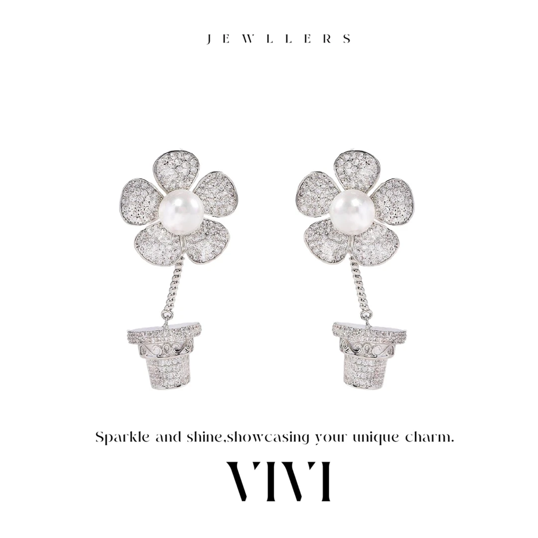 铜合金合成锆石耳饰 外贸高品耳饰E65983