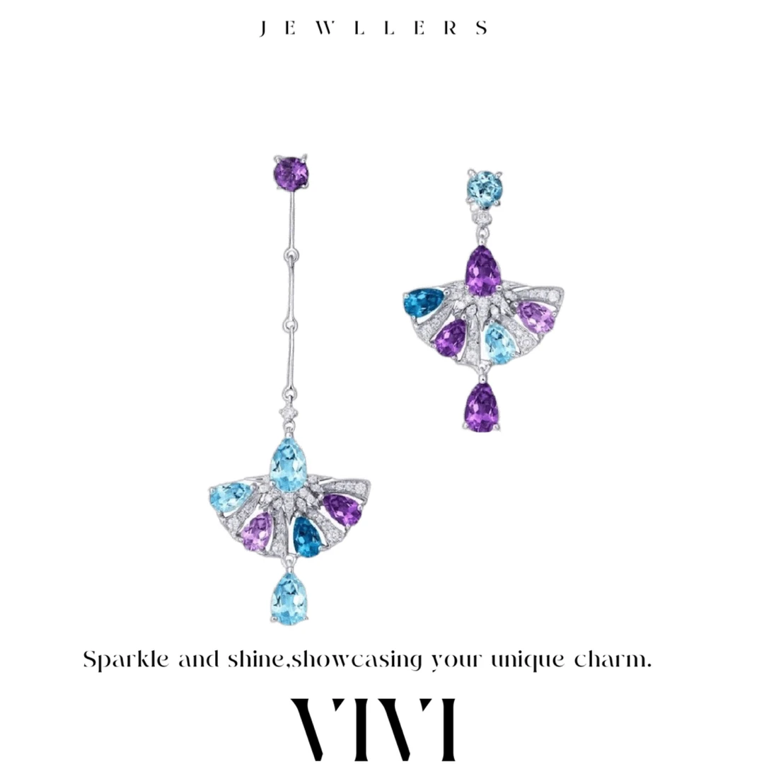 铜合金合成锆石耳饰 外贸高品气质长款耳环E3997