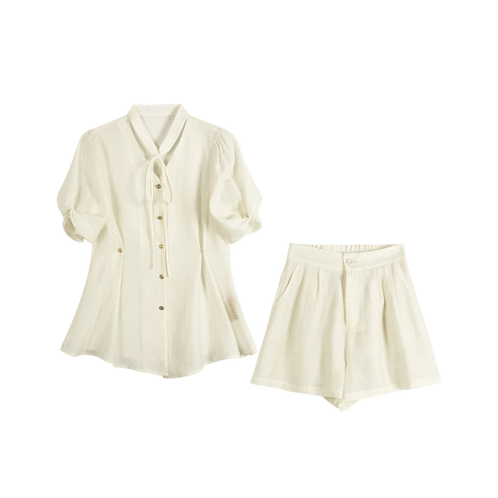 新款气质小香风短袖减龄高腰显瘦套装女899669