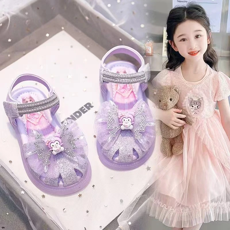 亮灯包头女童凉鞋2024夏季新款儿童发光鞋女孩公主鞋软底宝宝鞋子