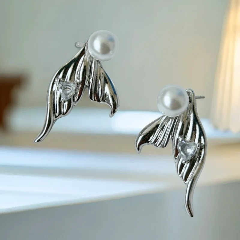 合金锆石耳饰 【鱼尾】小众气质设计感可两戴优雅百搭时尚冷淡风