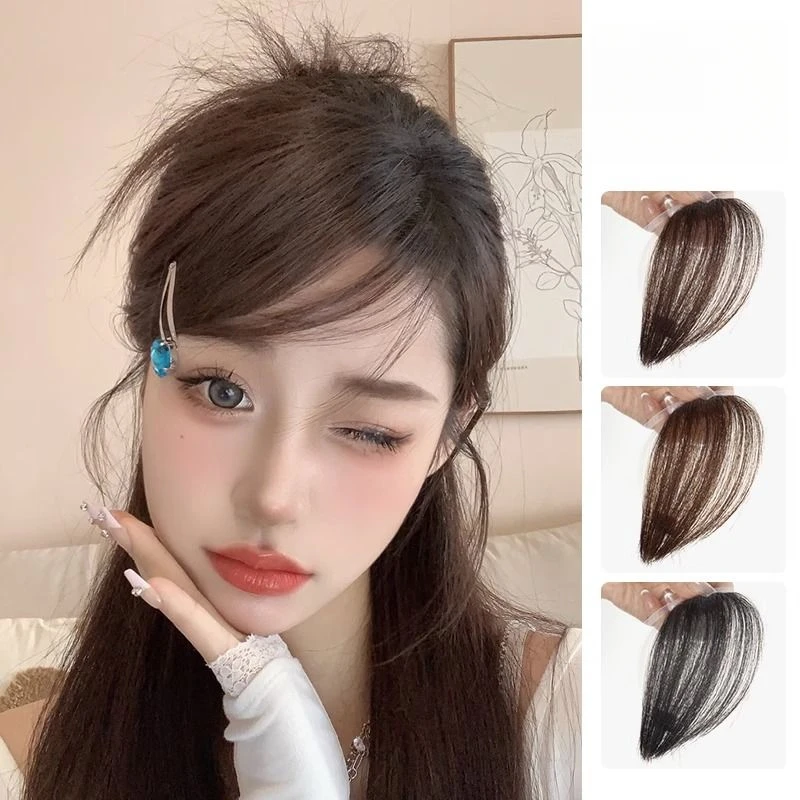 真发斜刘海女自然前额日系隐形甜酷女团甜妹发际线网红3d空气刘海