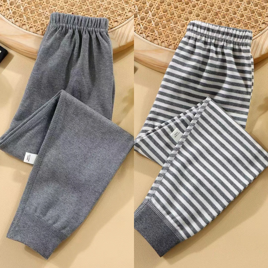 儿童无骨40支纯棉秋裤春秋线裤家居中大童单件裤子出口质量宽松