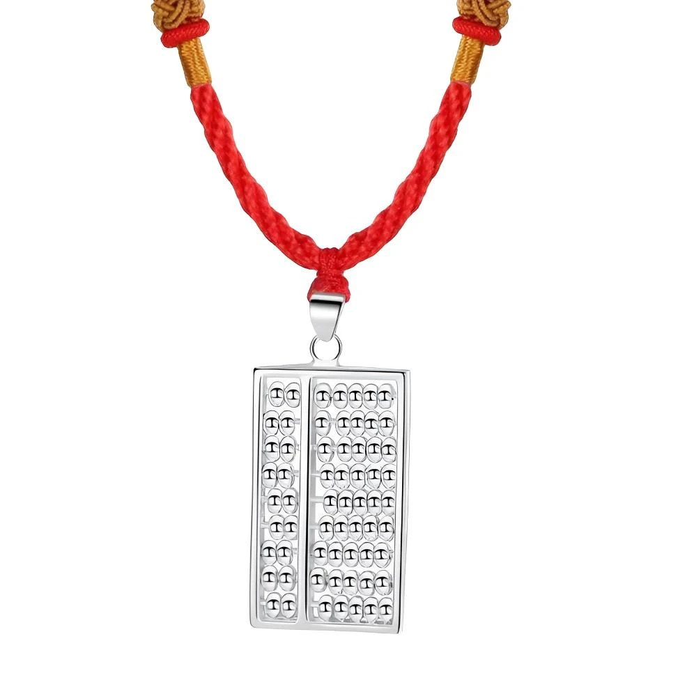 吊坠足银 算盘吊坠珠子可动（足银）手工时尚编织空心实心挂坠素款