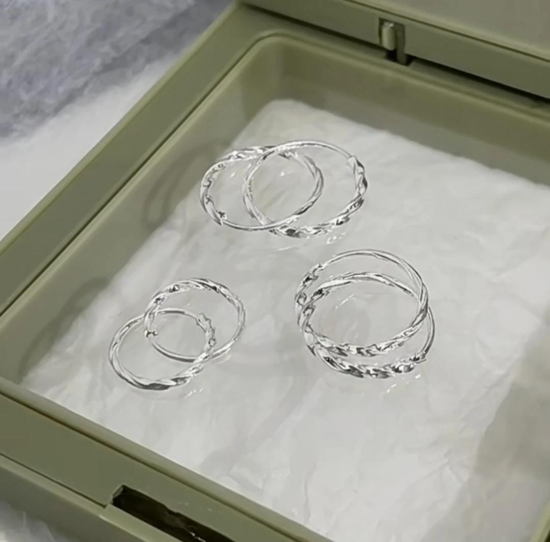 足银耳饰 经典纯银麻花耳圈  小众足银耳环 手工百搭简约扭纹耳饰