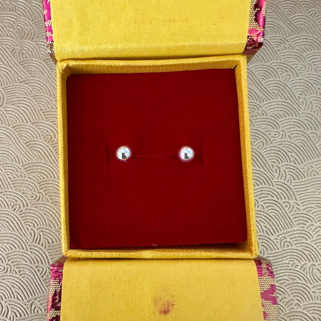 足银银制品 足银 光面耳钉
