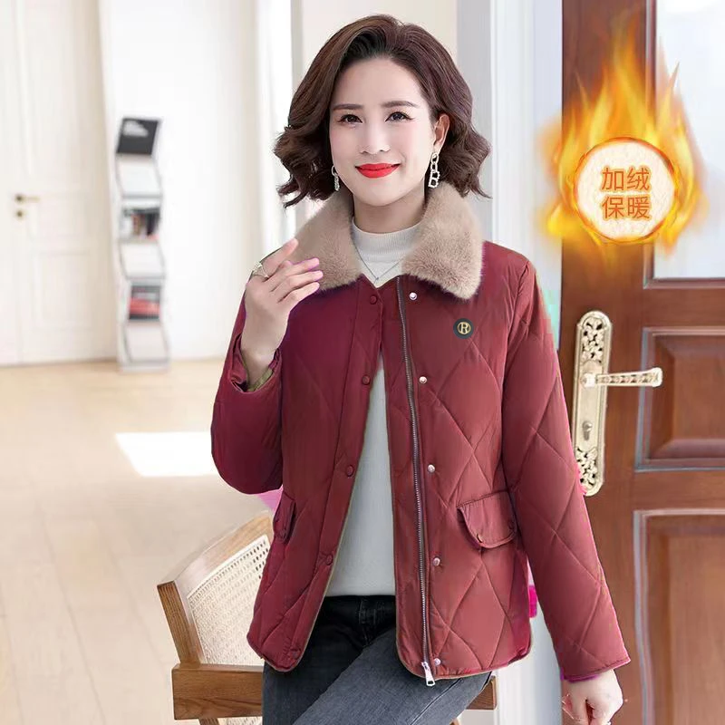 097Y新款时尚小棉衣女加绒保暖冬季减龄百搭棉袄外套