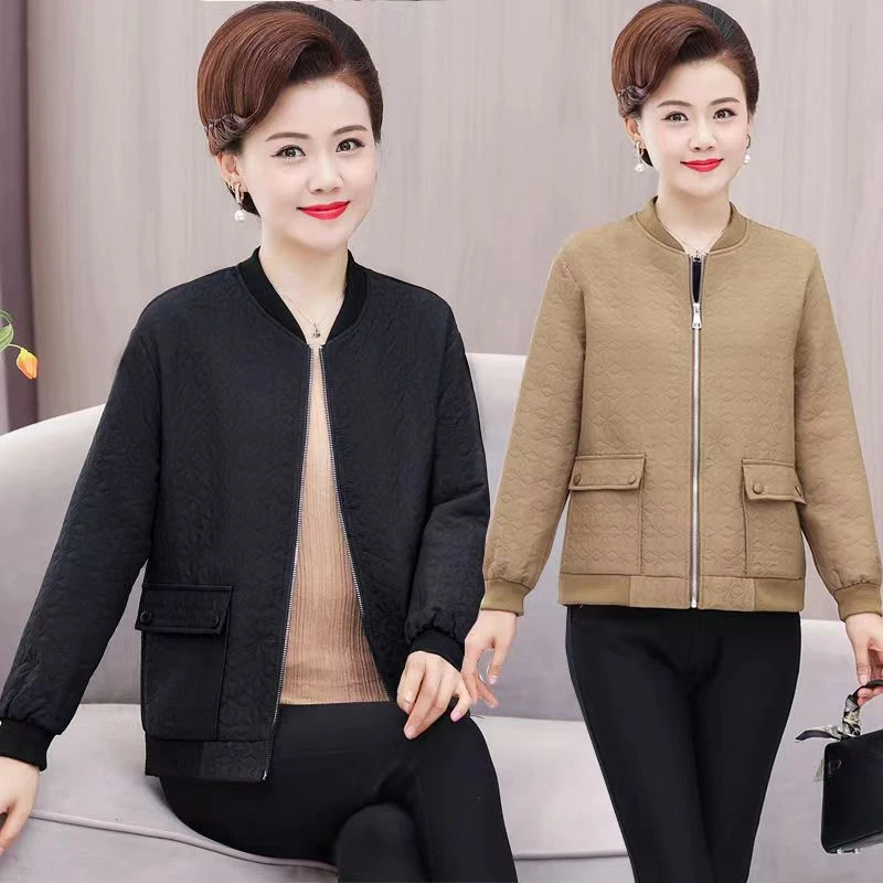 127女装小个子休闲宽松春秋季洋气时尚短款妈妈夹克外套B6-3-3