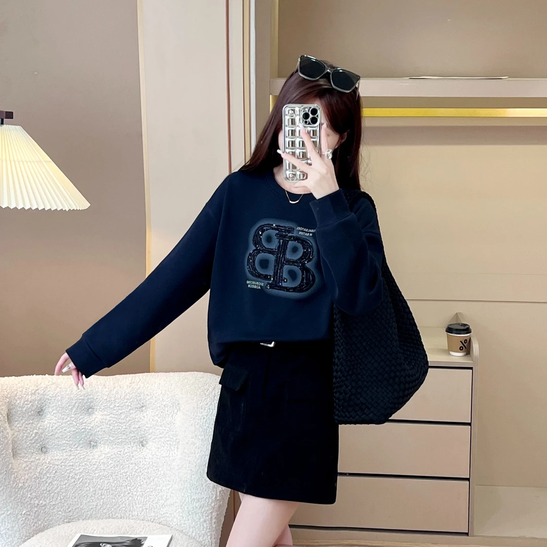 重工刺绣字母卫衣女 早秋新款减龄穿搭时尚百搭大牌长袖