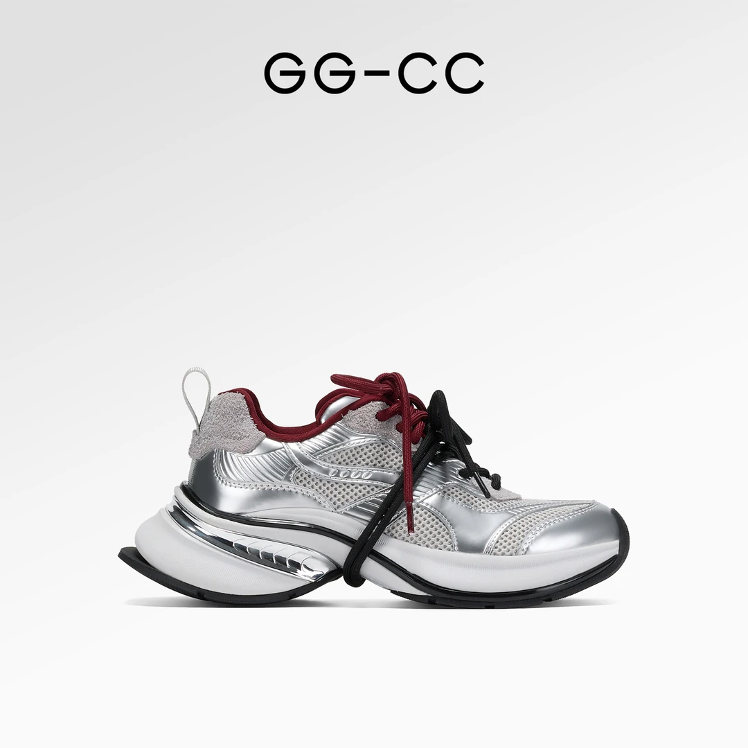 【星河遐想】GGCC2024秋季新款潮流厚底老爹鞋复古拼色绑带休闲鞋