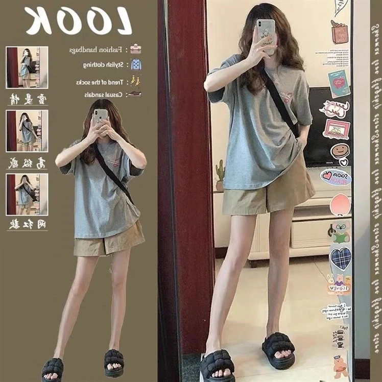 2024夏装孕妇套装新款短袖上衣托腹短裤子网红洋气休闲孕妇两件套