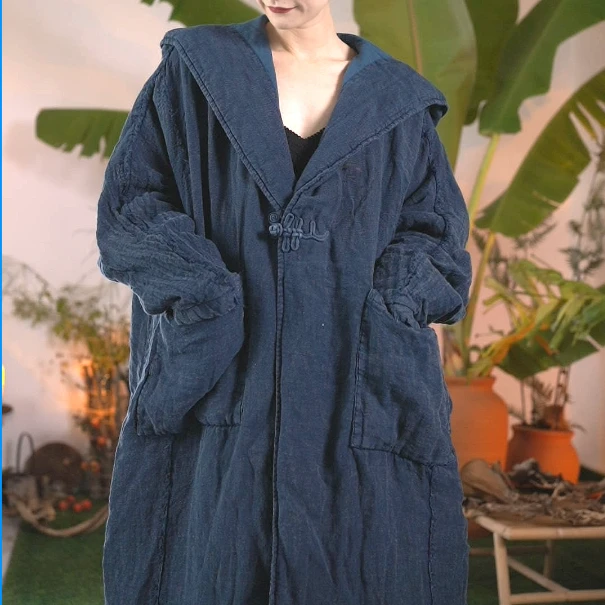 唐不染  煦棉服 亚麻文艺复古大气棉服62303