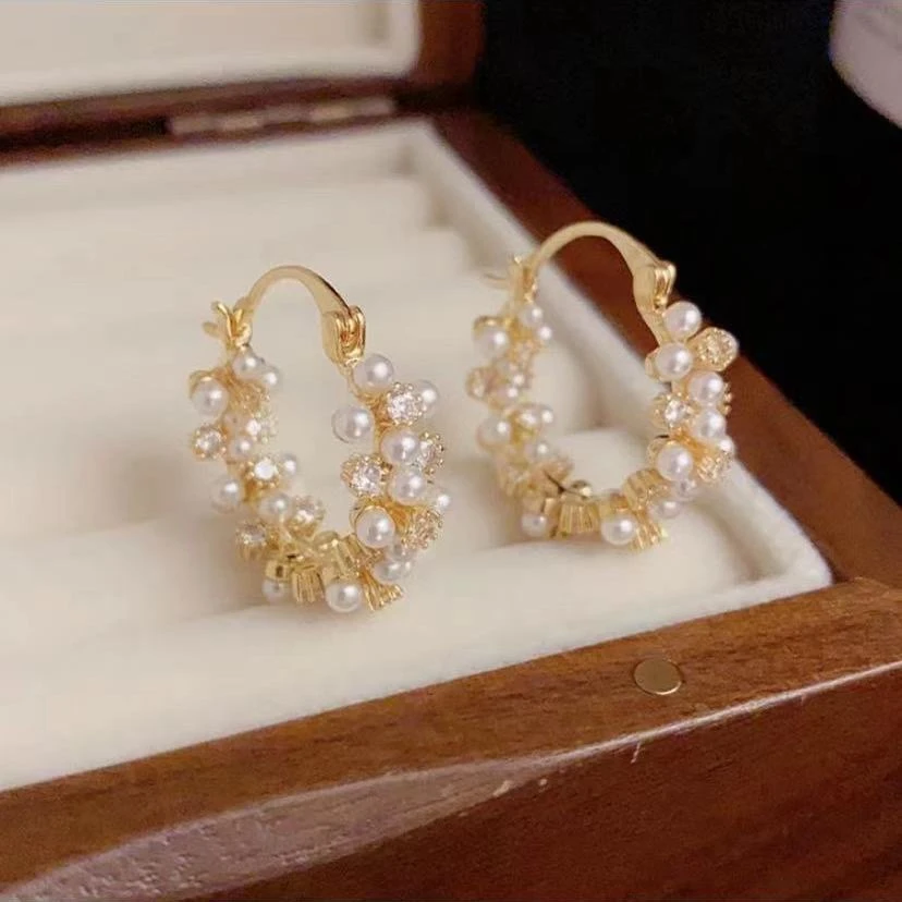 925银针珍珠耳圈 法式复古气质时尚圈圈-113