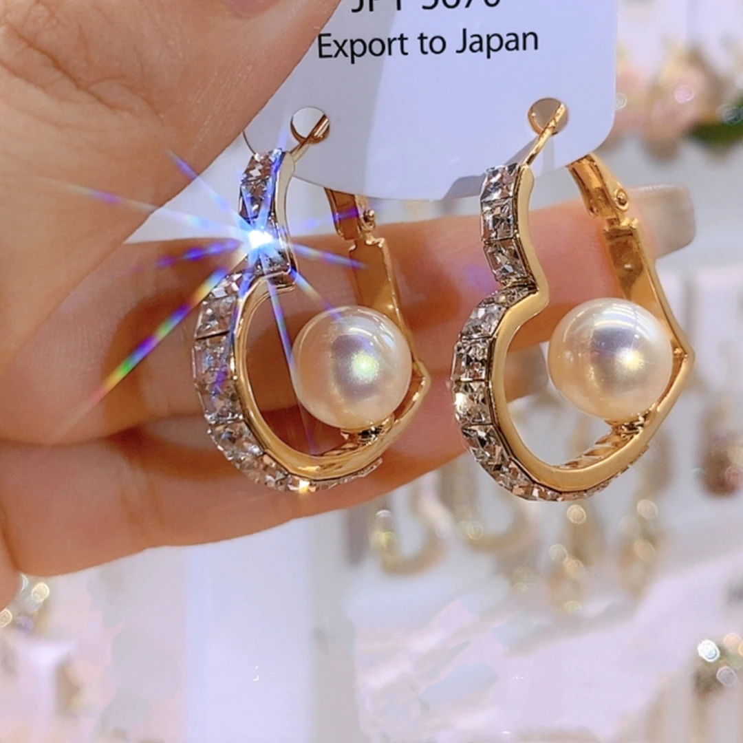 铜合金仿珍珠耳饰 气质轻奢时尚百搭简约个性经典精致耳环-392号