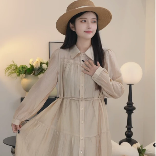 HANYUXUAN 衬衫式连衣裙女夏季2024新款爆款遮肚显瘦减龄L243004