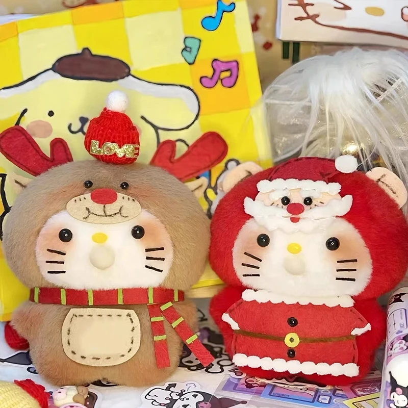 可录音说话圣诞玩偶吐泡泡圣诞老人麋鹿凯蒂猫毛绒手工diy材料包