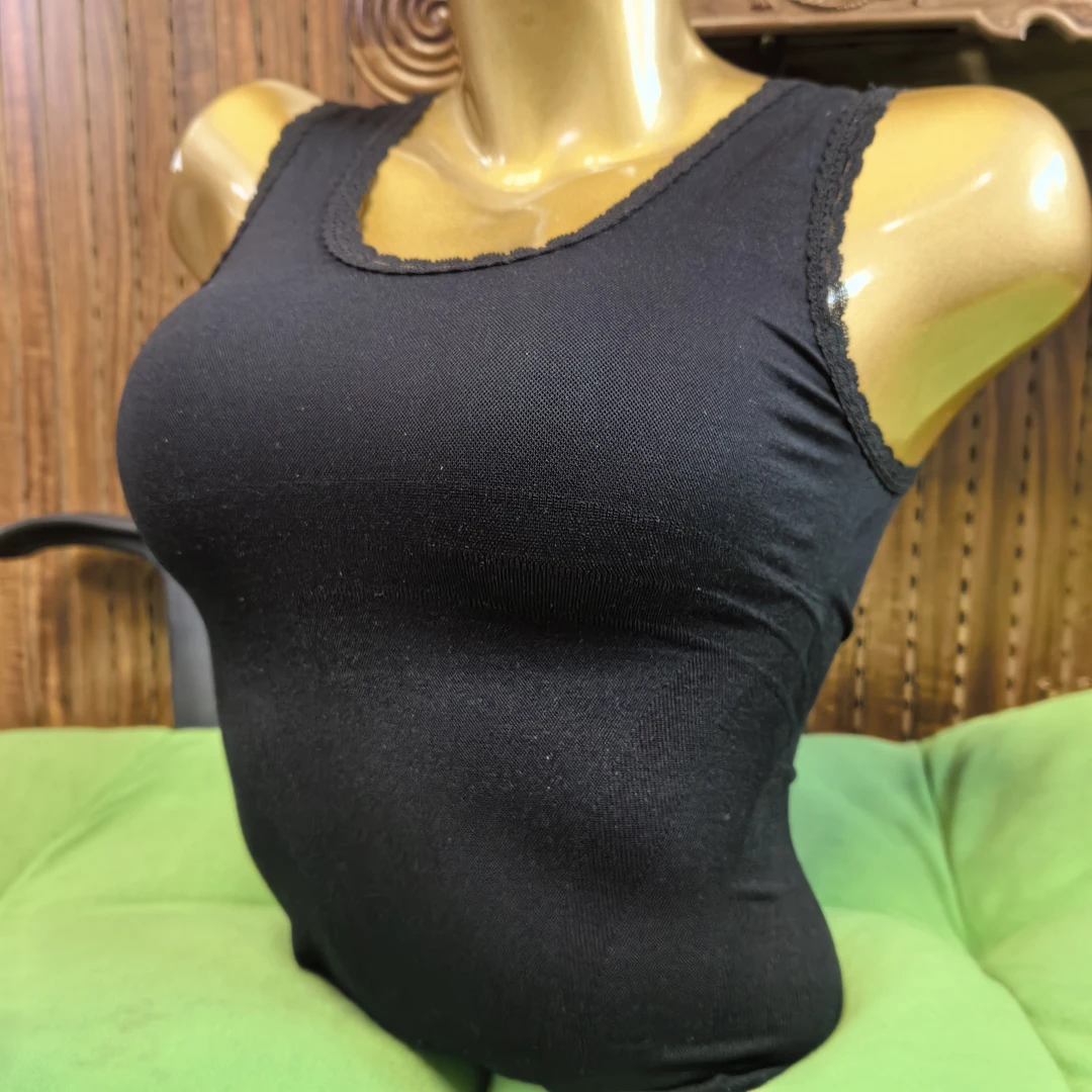 【6105】双面穿背心打底背心花边领两色百搭款贴身保暖女士修身背心