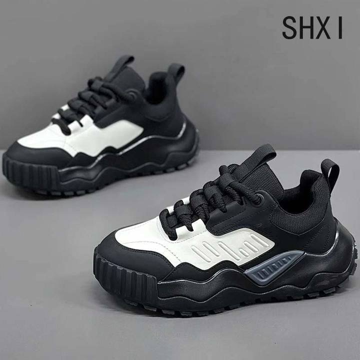爆款男鞋秋季2024新款老爹鞋厚底增高鞋百搭潮真皮运动休闲鞋子男