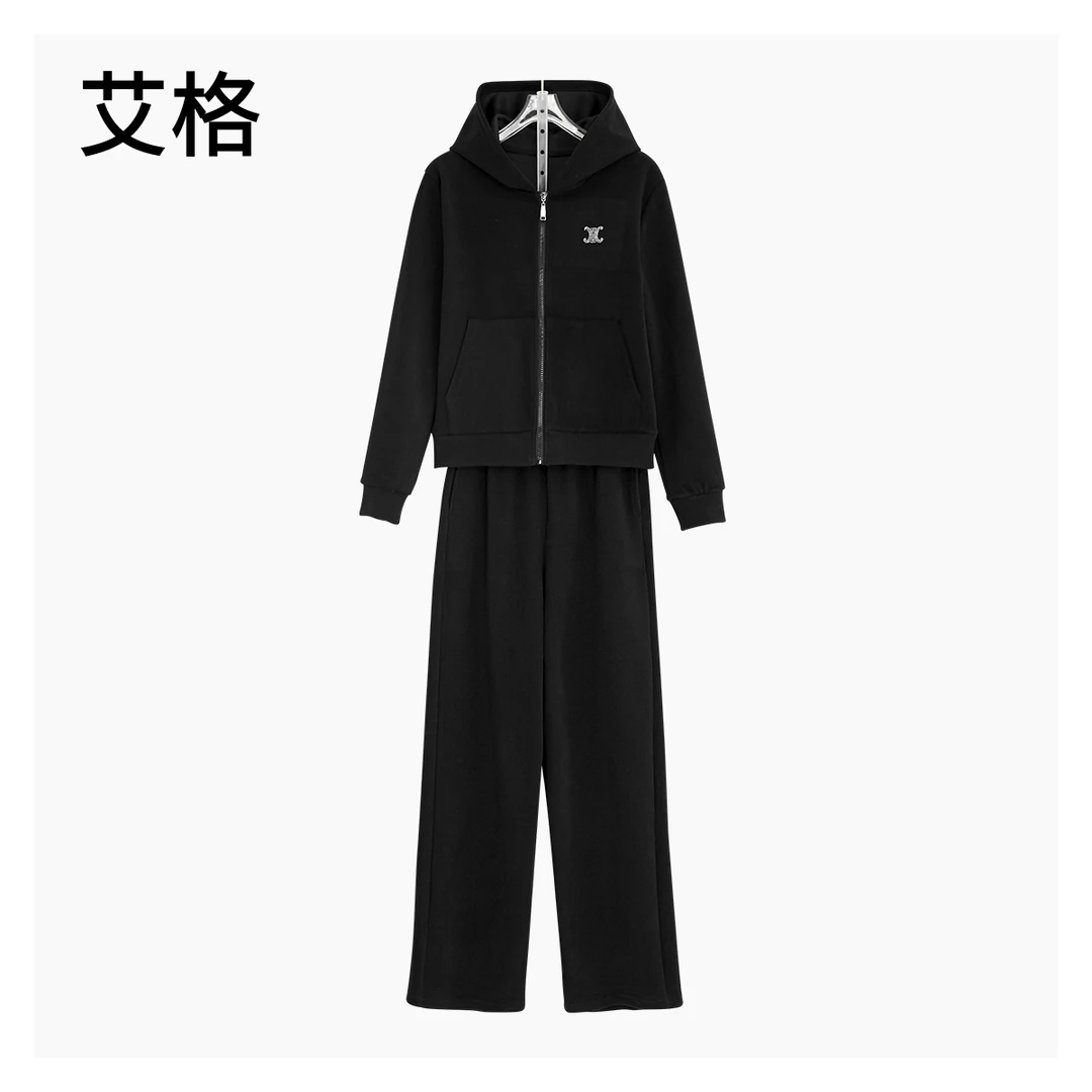 运动春秋短款经典气质休闲连帽百搭时尚高腰秋冬套装